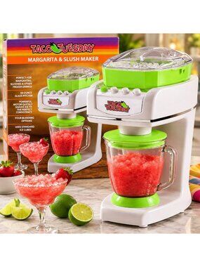 Taco Tuesday Margarita & Slush Maker With 56 Oz Glass Pitcher Green & White Four